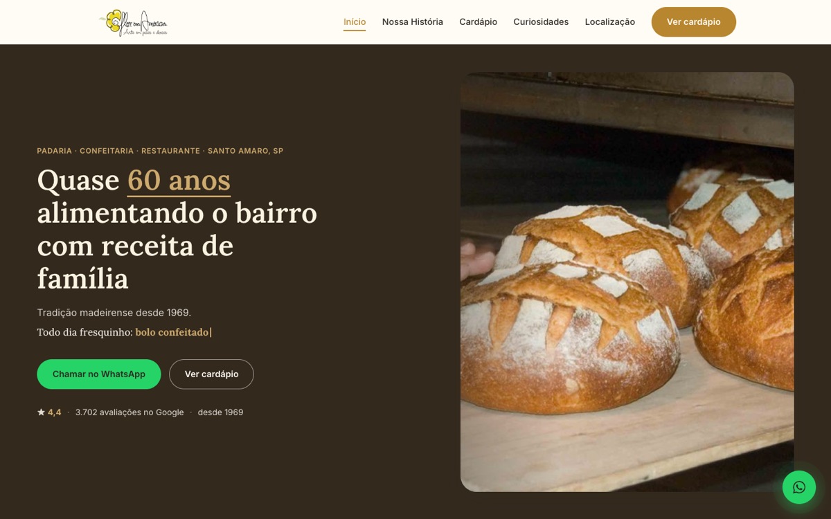 Site da Flor das Américas aberto no computador